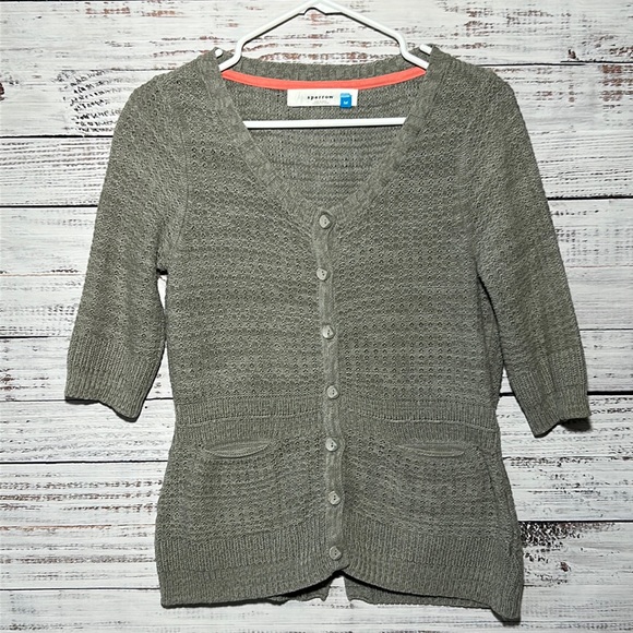 sparrow Sweaters - Sparrow Anthropologie Knit Button Up Cardigan Gray Medium